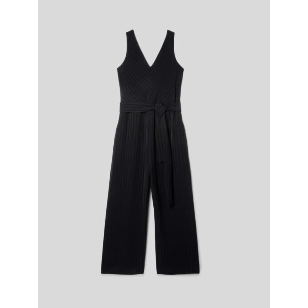 Everlane City Stripe Jumpsuit Sleeveless Crop Wide Leg Black Women size 2 - Picture 2 of 9